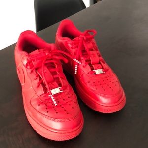 Nike triple red Air Force One shoes
